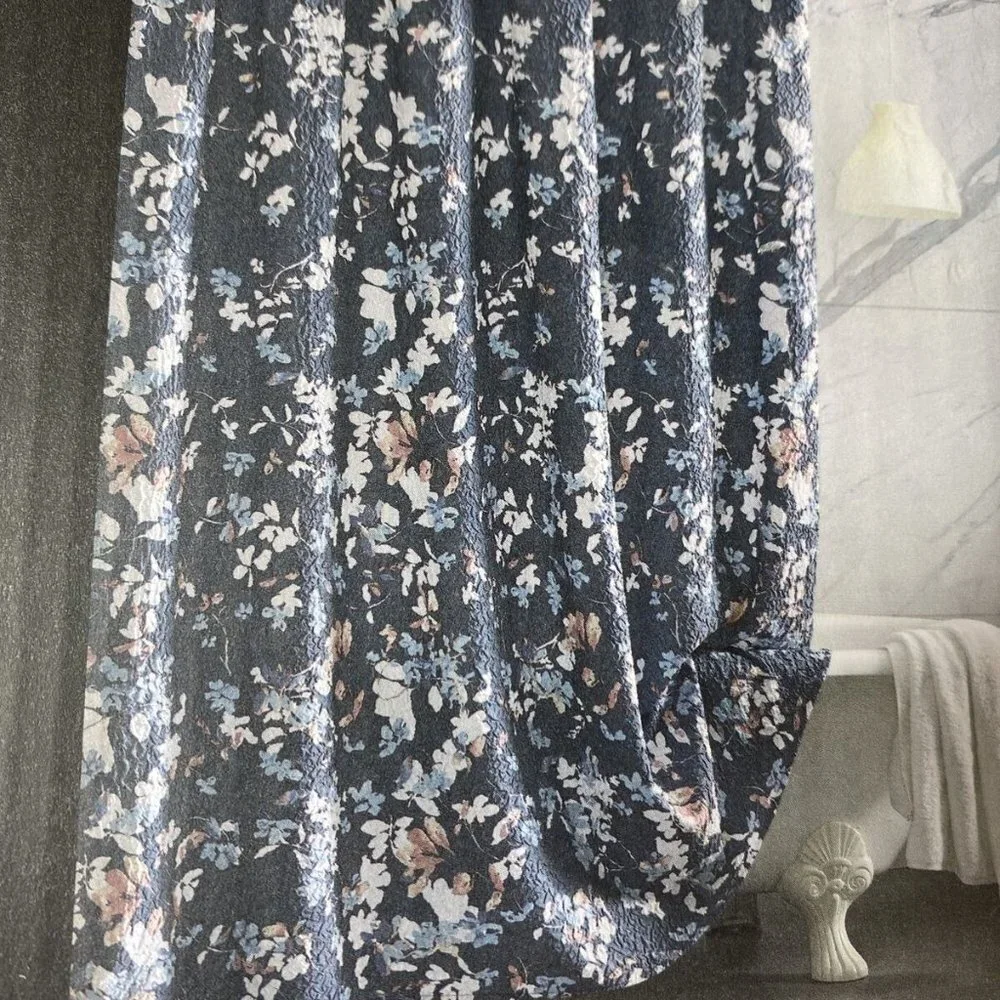 DKNY Jasper Wallflower Microsculpt Gray Floral Fabric Shower Curtain 72